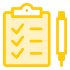 Icon illustration of a checklist and pen