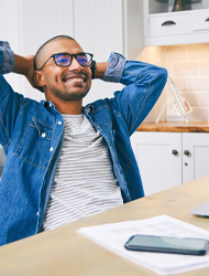 a man relaxing and smiling